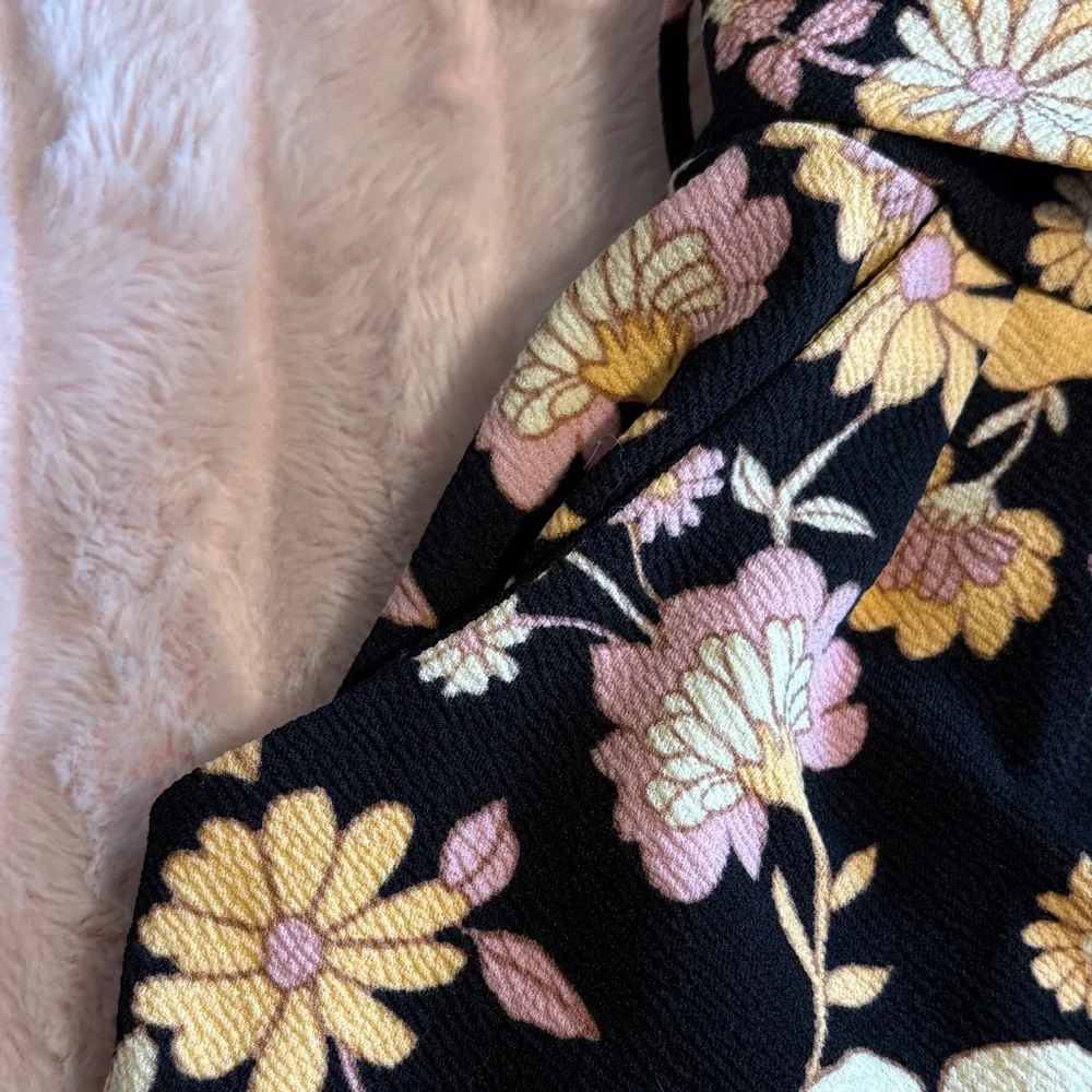 Emerald Sundae Black Floral Jumpsuit with Yellow & Pink Flowers - Picture 5 of 8